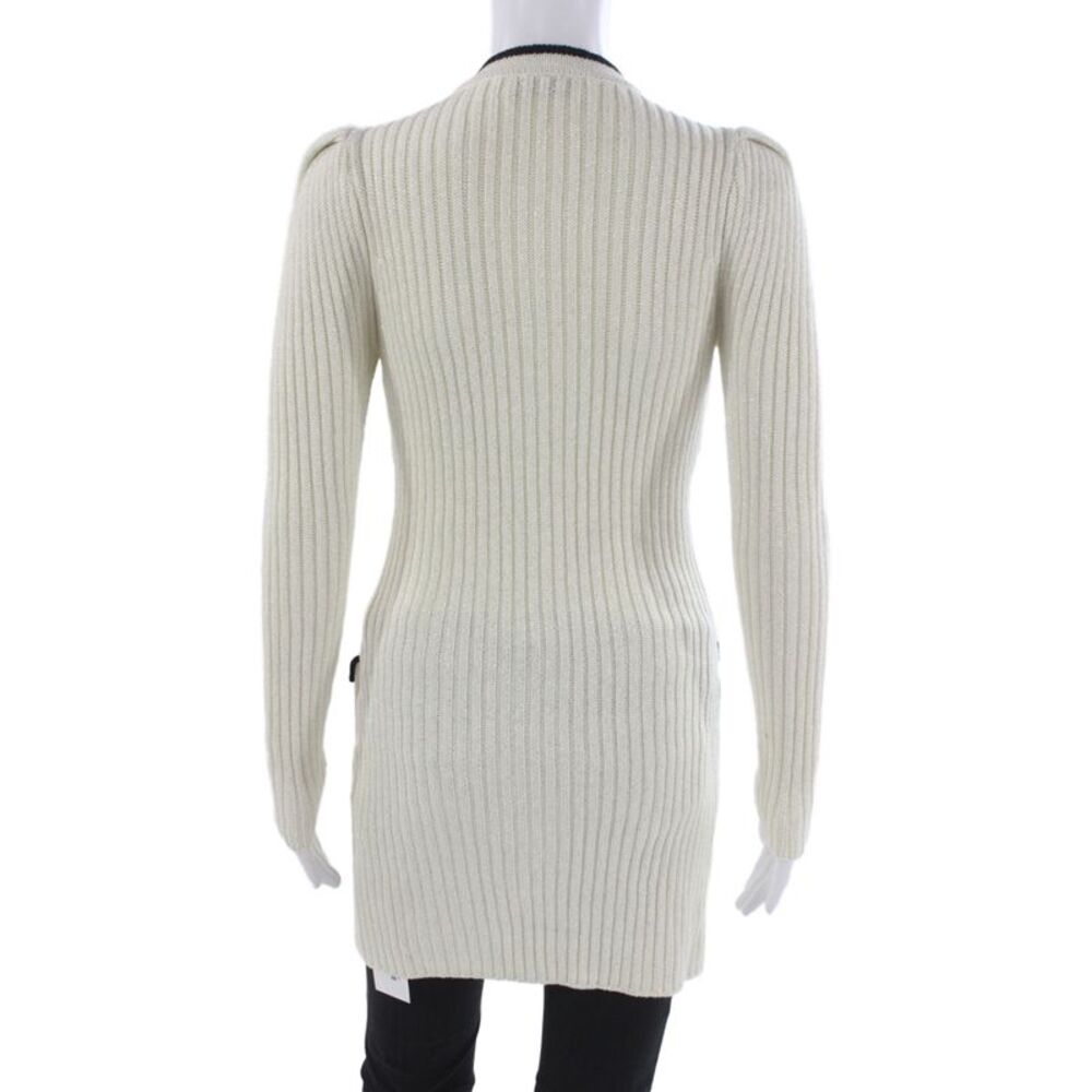 Self Portrait Womens Striped Button Cardigan White Crew Neck Long Sleeve Size S - Picture 3 of 6